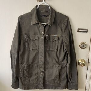 Prana Olive Green Military Field Jacket Durable Cotton, Size M